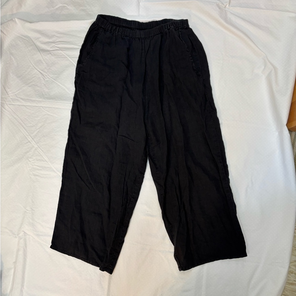 Flax Women's Black Linen Leg Pants M